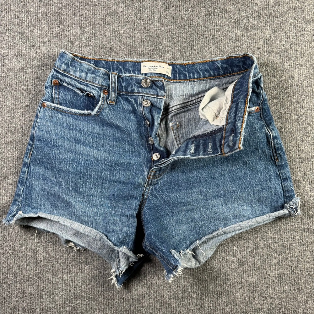 Abercrombie & Fitch The Dad Short Women 28/6 Blue Curve Love High Rise Denim